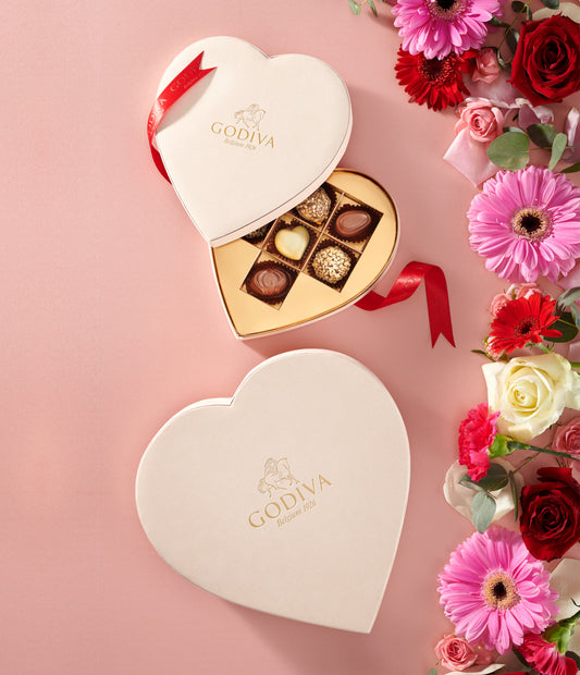Cream Godiva Heart Chocolate Box